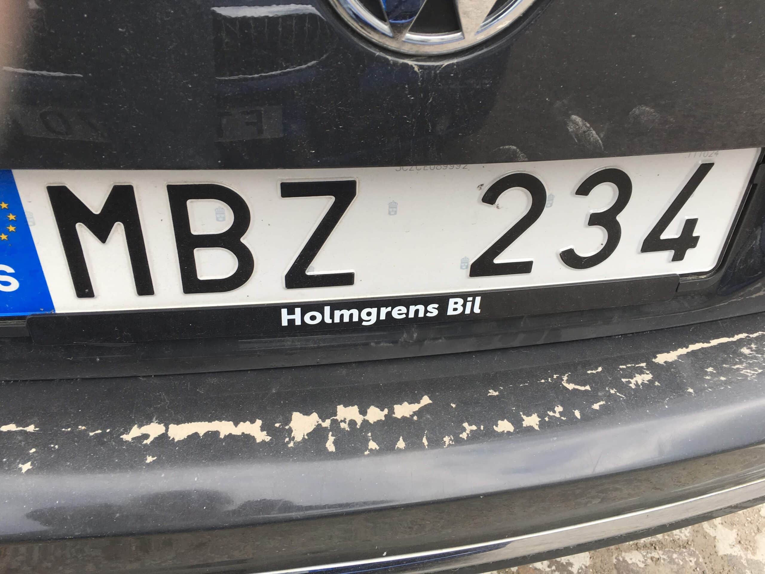 Bild på regplåt av en biogasbil